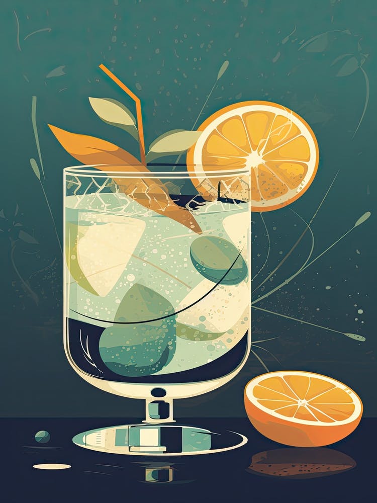 Gin And Tonic G&T Cocktail Mid Century Modern 3