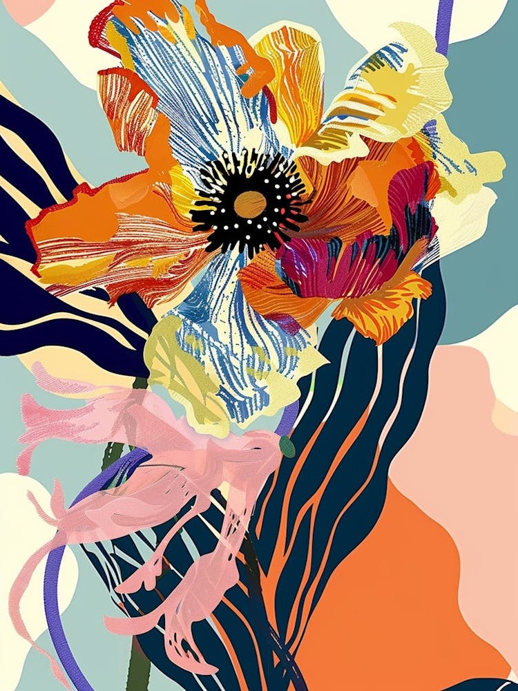 Colourful Flower Illustration Ranunculus 2