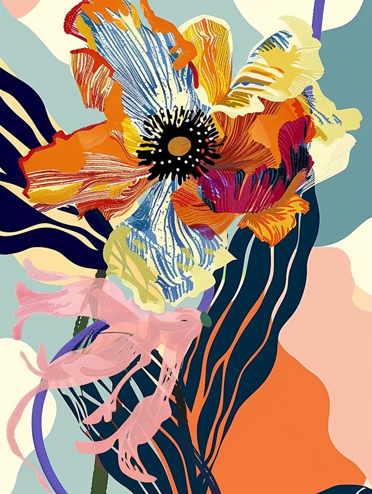 Colourful Flower Illustration Ranunculus 2