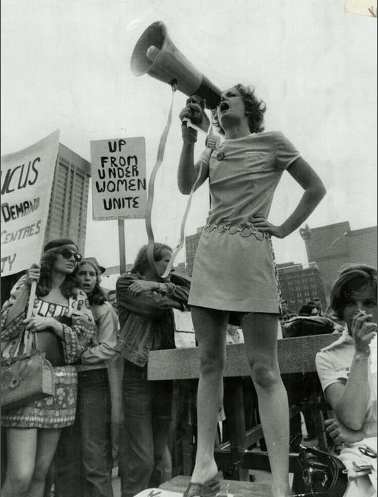 Feminist Woman Speaks At A Protest