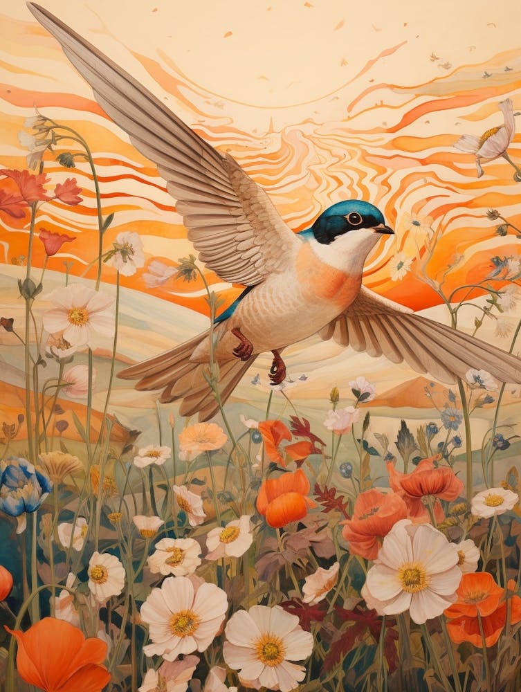 Hirondelle rustique 2 Peinture détaillée d'oiseau