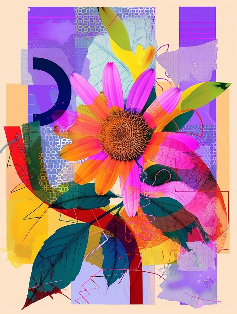 Daisy 2 Neon Flower Collage