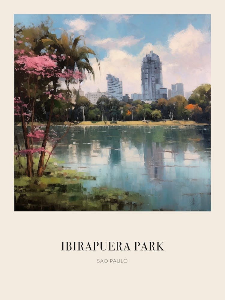 Ibirapuera Park Sao Paulo 3 Vintage Cezanne Inspired Poster