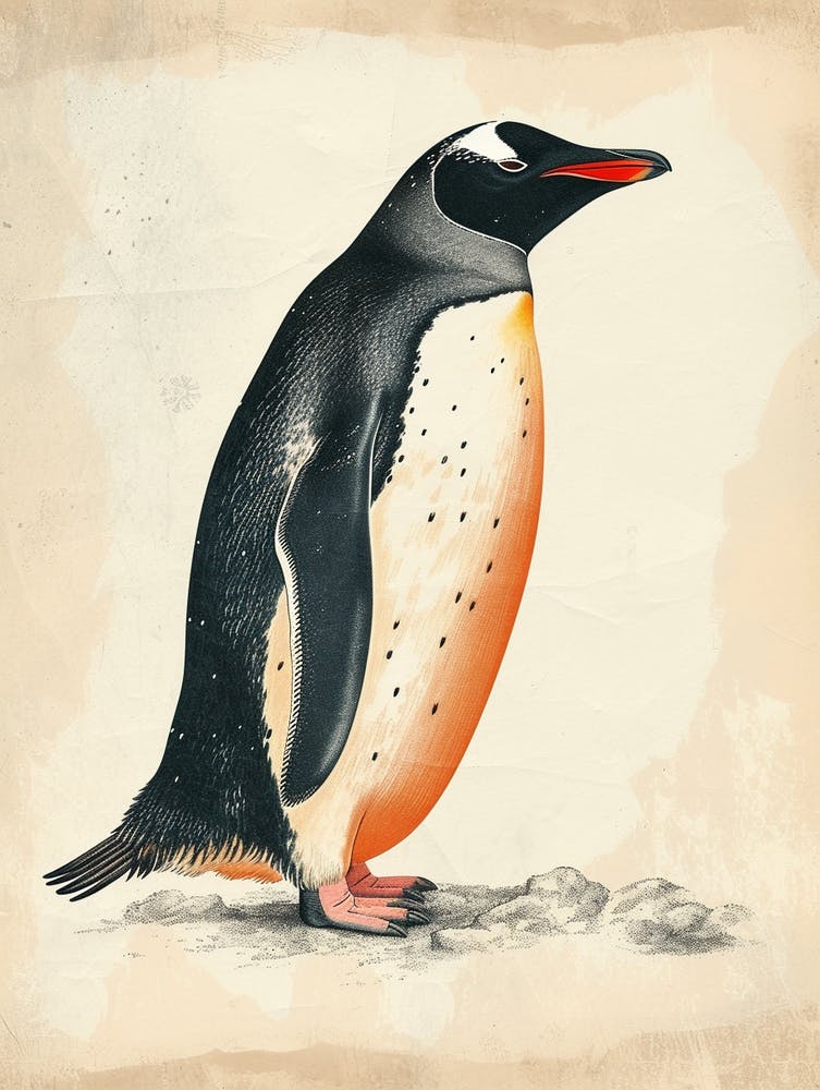 Adlie Penguin Ross Island Vintage Botanical Painting 3