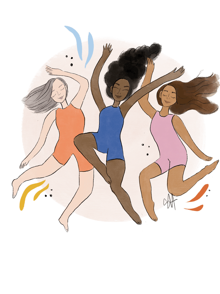 Three Women Dancing On The Moon