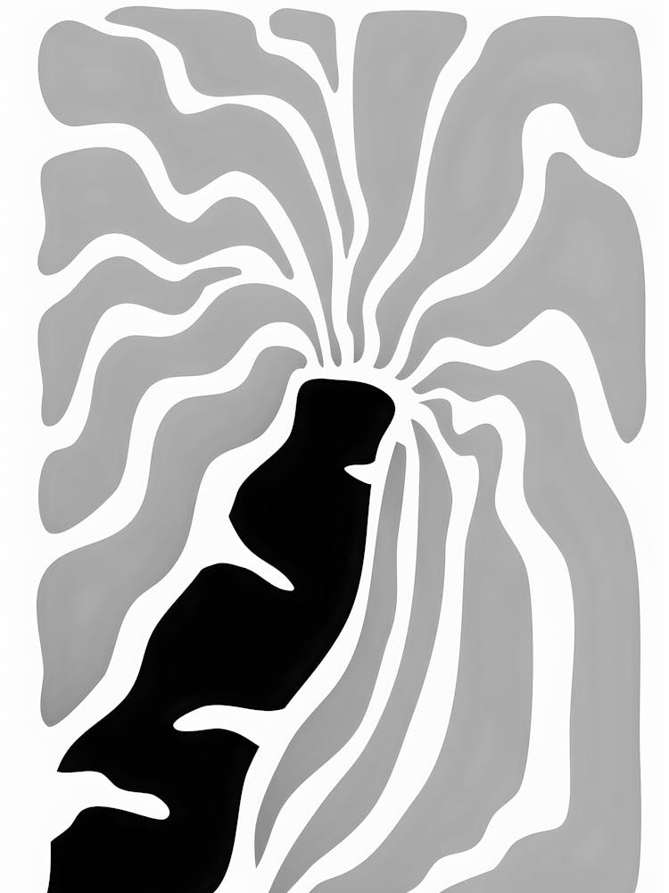 Black And White Drawing Of A Mountain