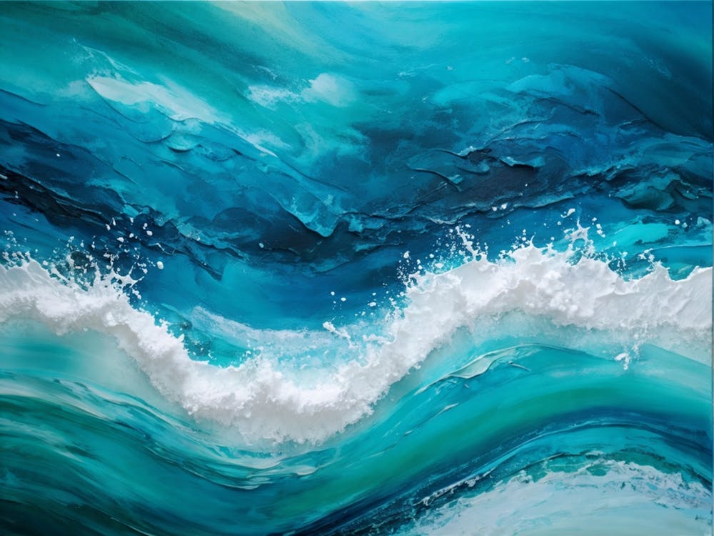 Abstract Turquoise Waves Cresting With A Tangible Sense Of Fresh Nautical Texture Imply Movement D (1) 2