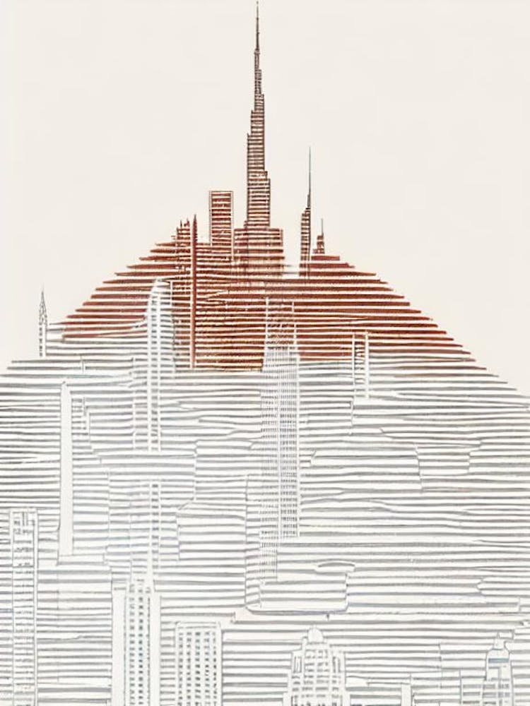 Burj Khalifa Dubai Boho Landmark Illustration