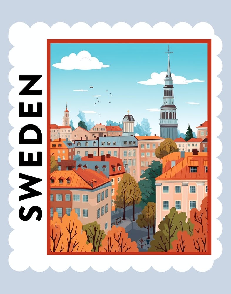 Sweden 1 Travel Stamp Poster