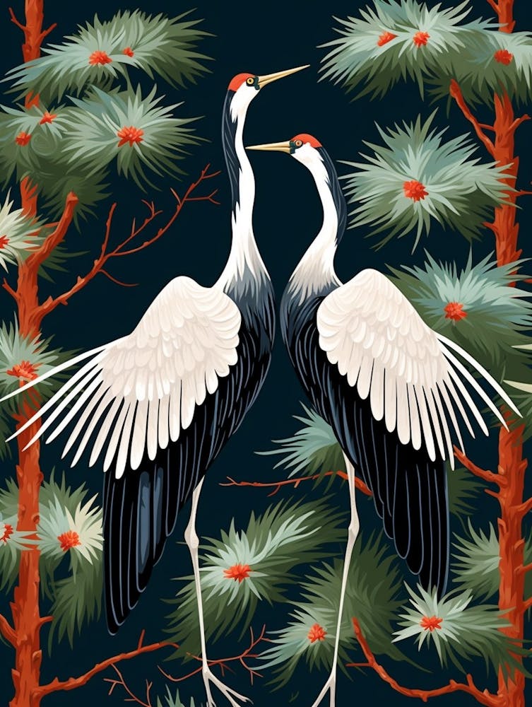 Crane Tsuru Japanese Style Illustration 1