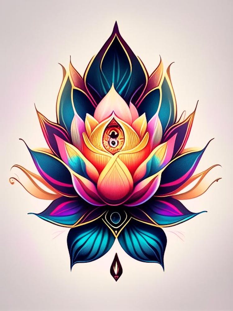 Lotus Flower, Symbol, Third Eye Tattoo 1