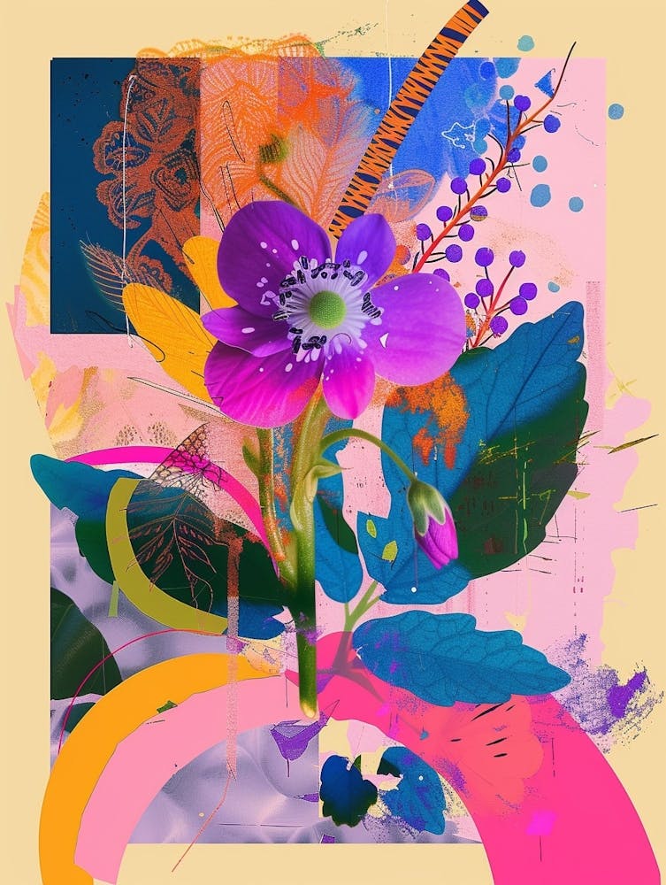 Forget Me Not 1 Neon Flower Collage