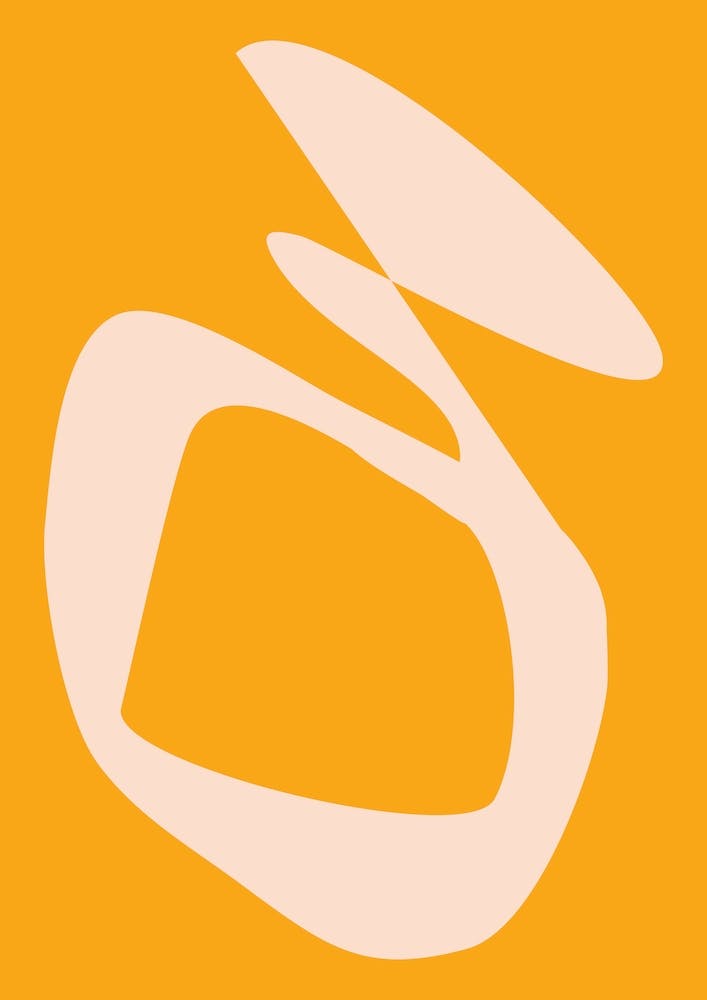 Minimalist Contemporary Abstract Shape in Bright Yellow