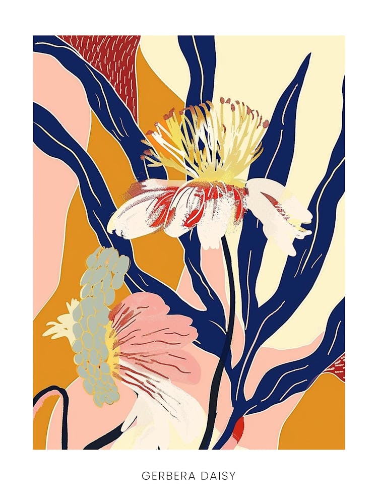 Colourful Flower Illustration Poster Gerbera Daisy 2