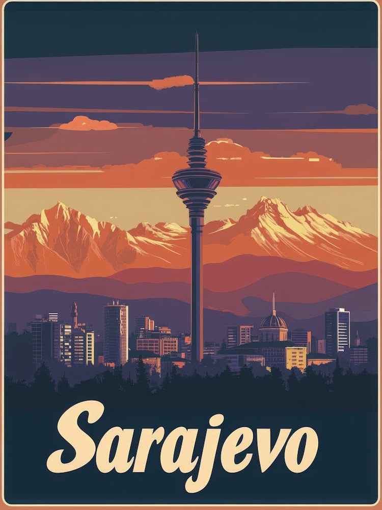 Aihrgdesign A Retro Travel Poster For Sarajevo 2