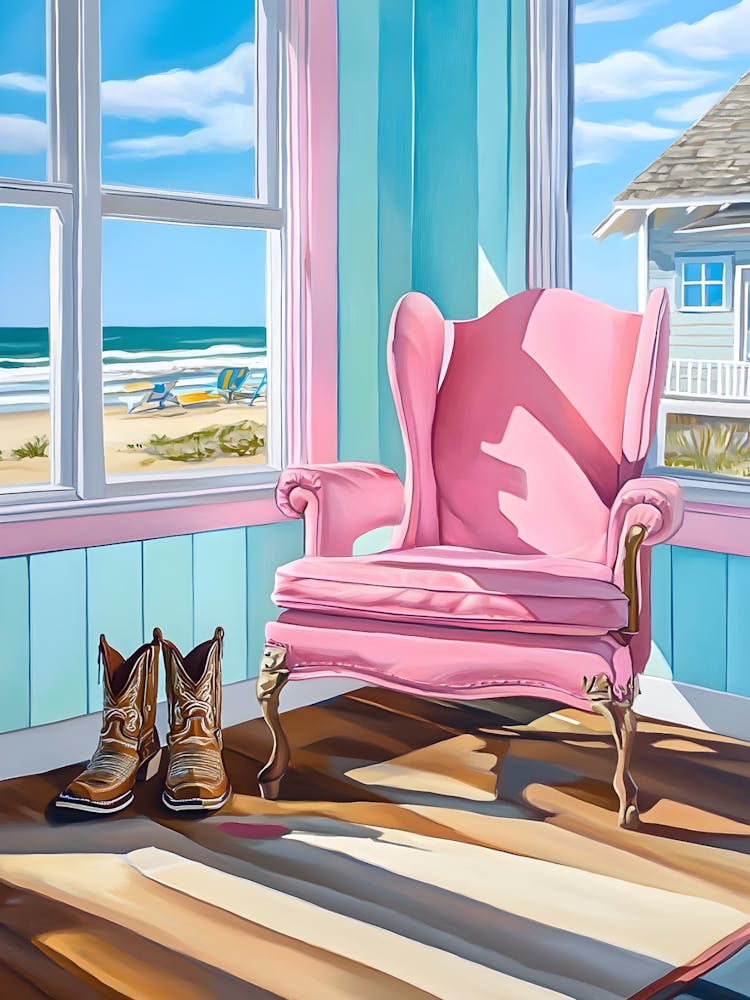 Pink Chair At The Beach