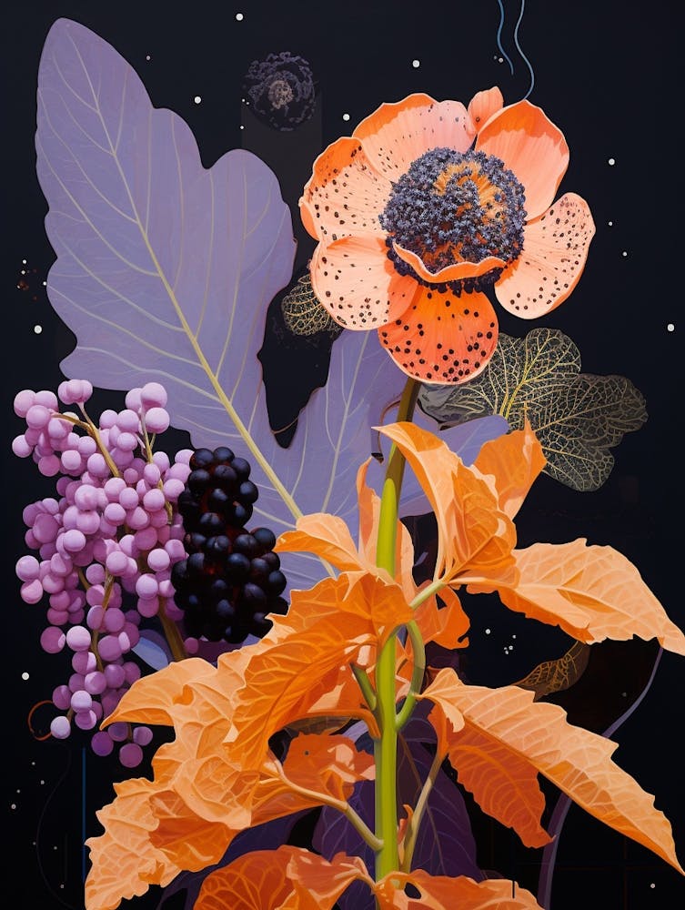 Surreal Florals Lilac 5 Flower Painting