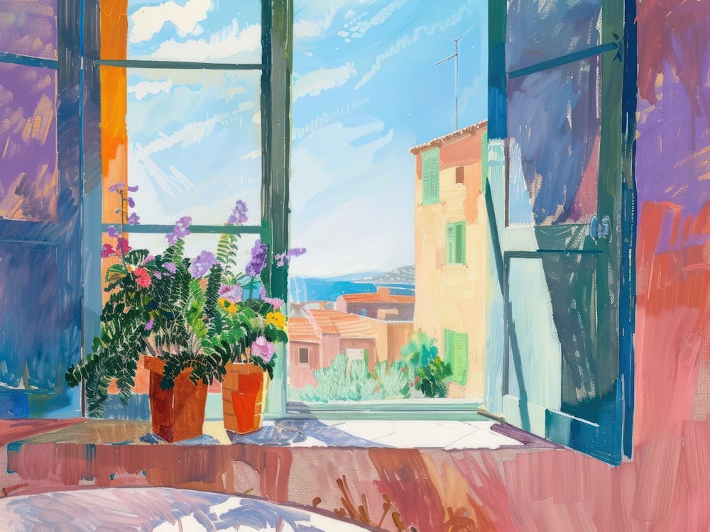 Marseille From The Window View Painting 2