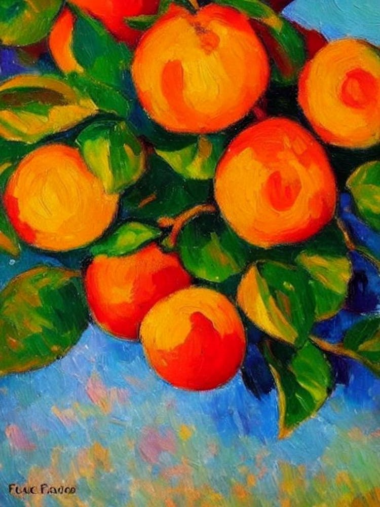 Aprikosenfrucht Lebhaftes Matisse-inspiriertes Gemälde Frucht