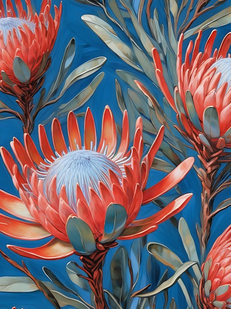 Proteas Painted On Blue