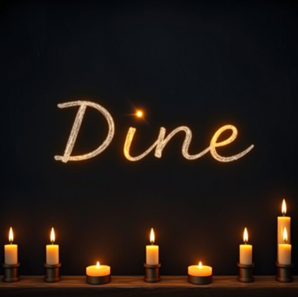 Dine sign candlelight