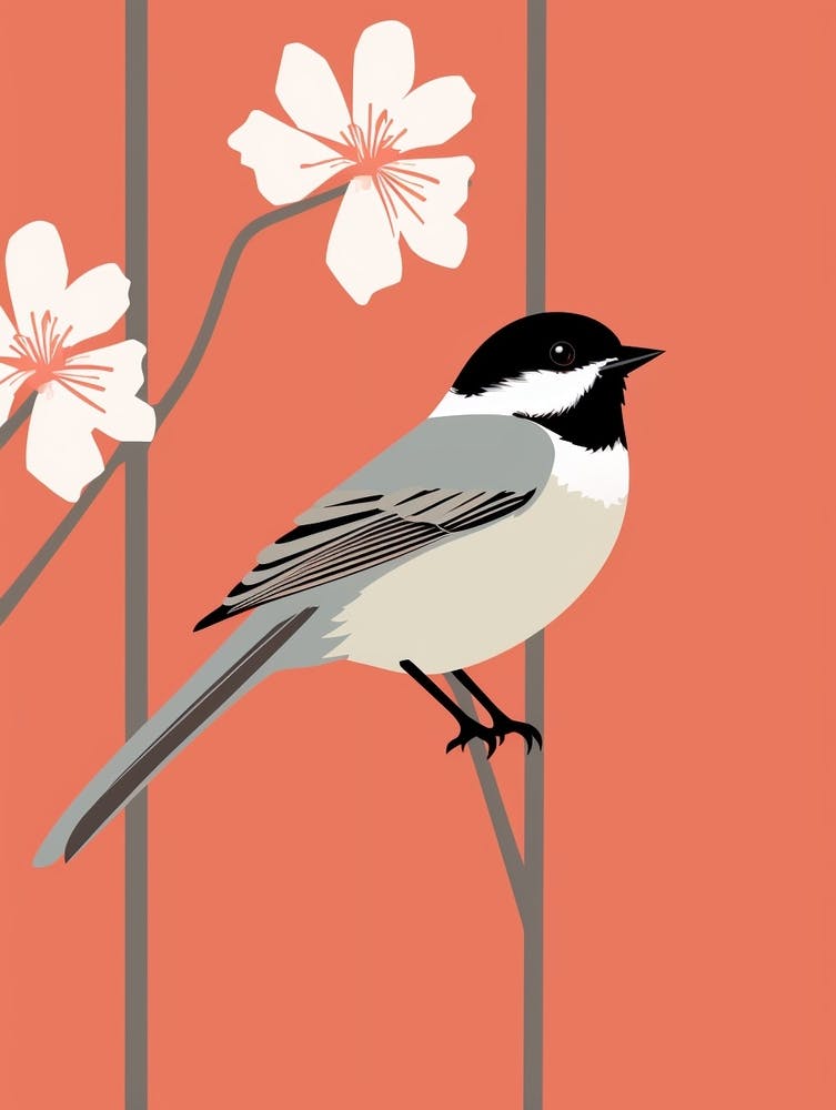 Minimalist Carolina Chickadee 3 Illustration