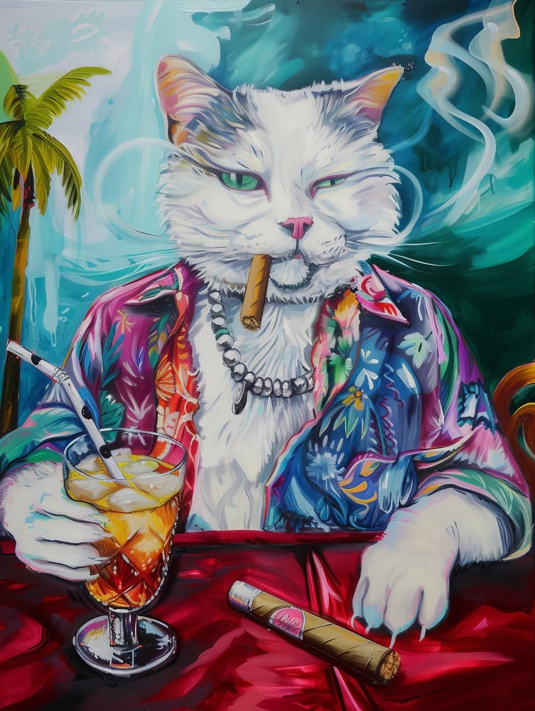 Animal Party: Crumpled Cute Critters with Cocktails and Cigars Cat With A Cigar
