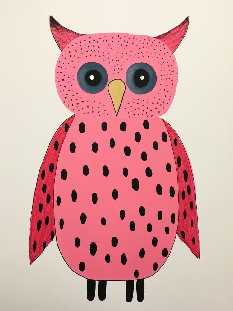 Pink Polka Dot Owl 4