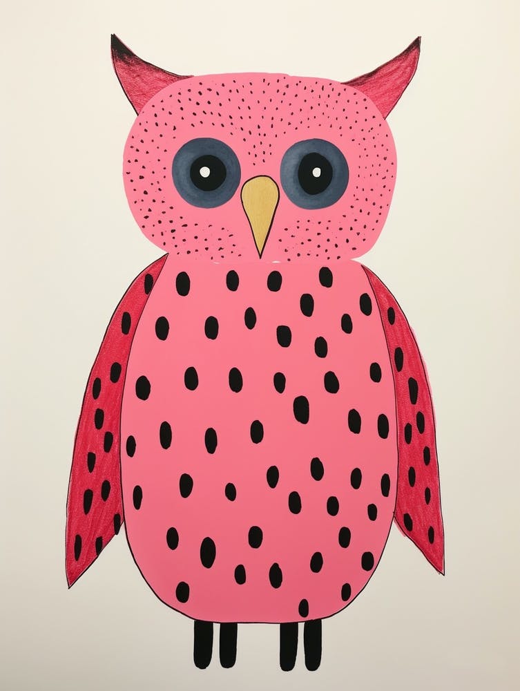 Pink Polka Dot Owl 4