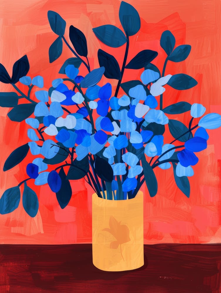 Blue Flowers In A Vase 7