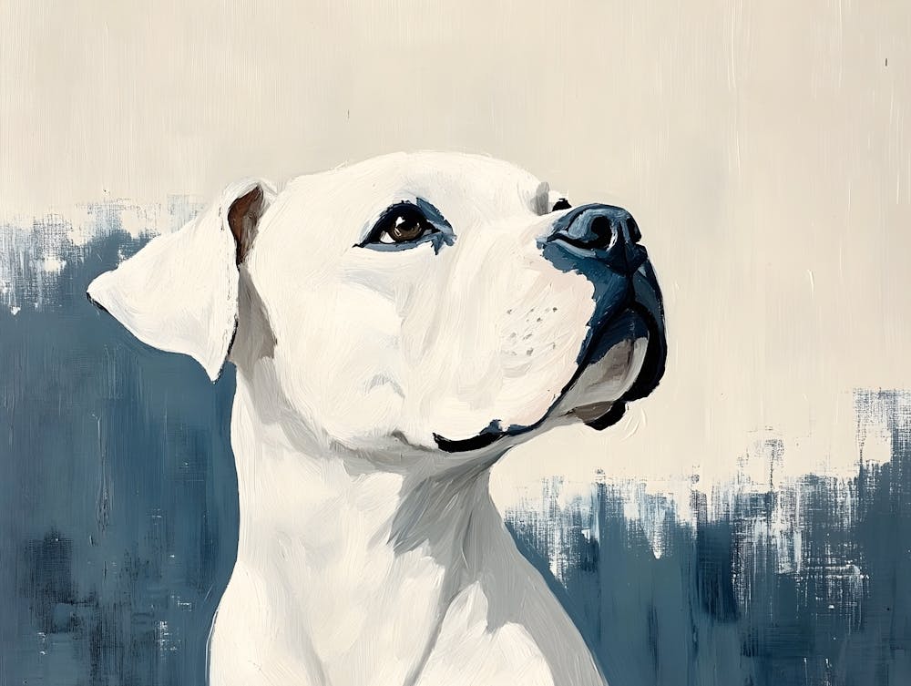 Minimal Dog Blue White Beige
