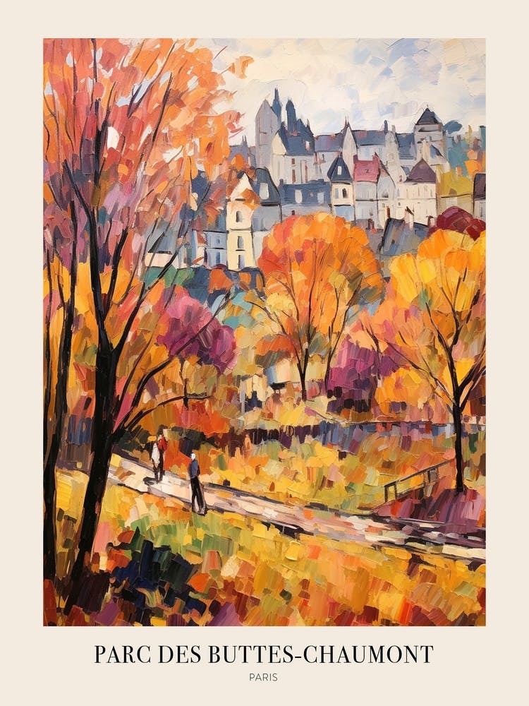 Autumn City Park Painting Parc Des Buttes Chaumont Paris France 2 Poster
