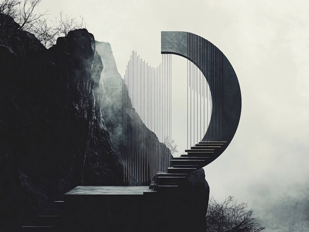 D Minimal Poster in Black Ink