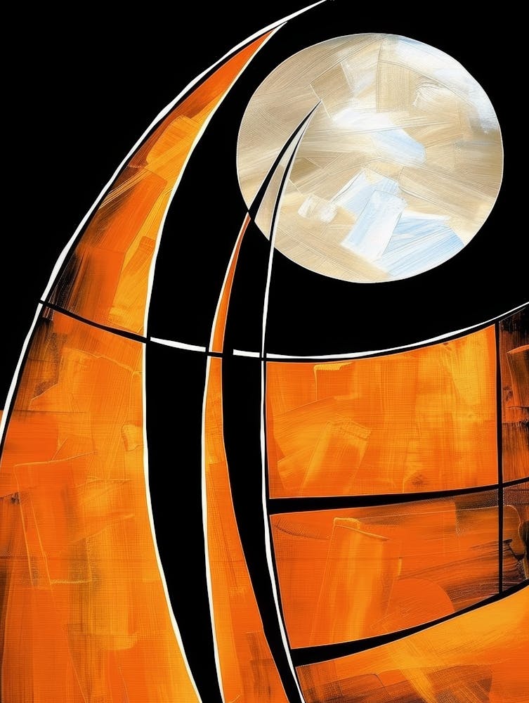 Peinture abstraite orange et noire