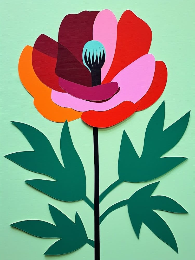 Cut Out Style Flower Art Poppy 2
