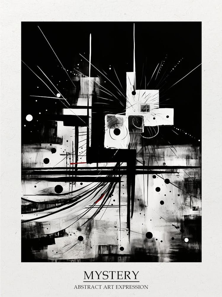 Mystery Abstract Black And White 8 Poster