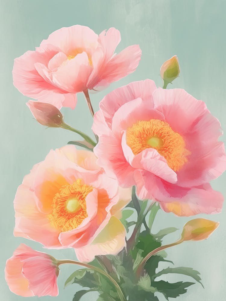 Roses Flowers Acrylic Painting In Pastel Colours 5