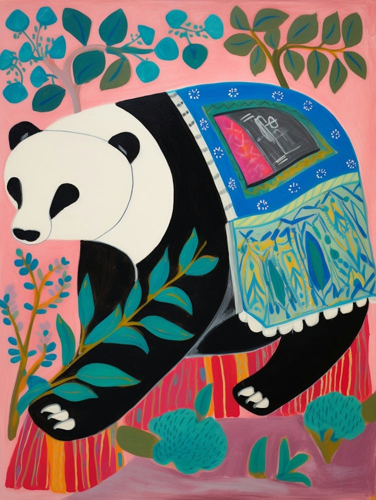 Maximalist Animal Painting Panda 2