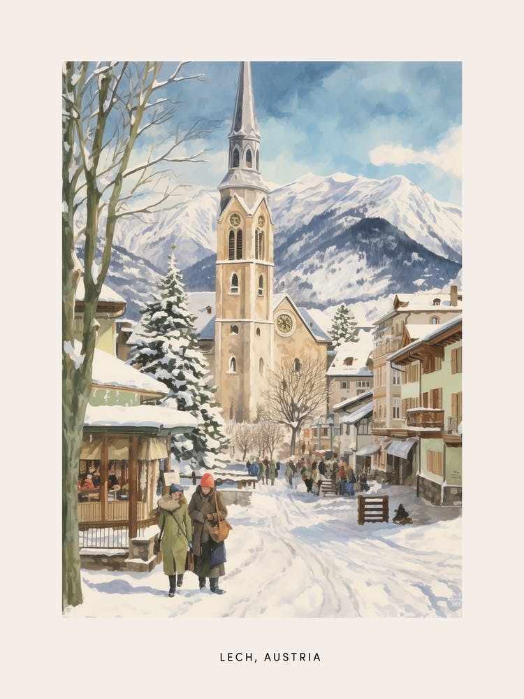 Vintage Winter Poster Lech Austria 2