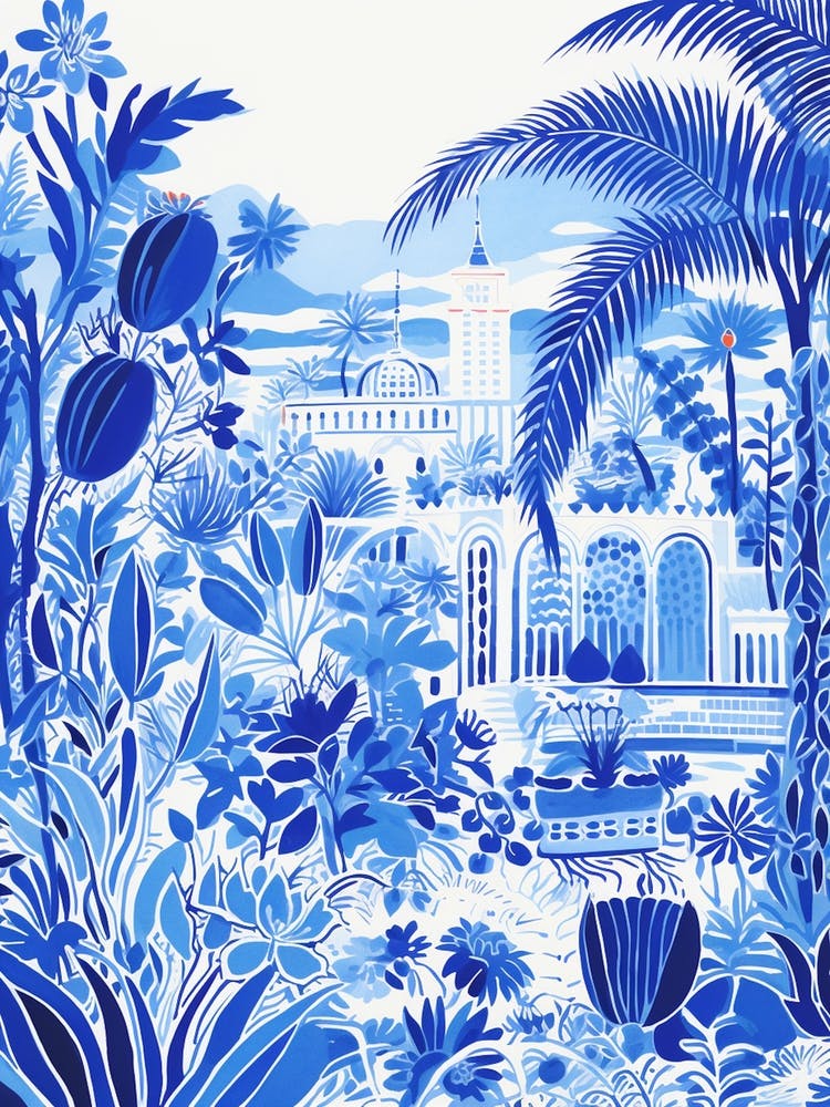 Jardin Majorelle Morocco Modern Blue Illustration 2