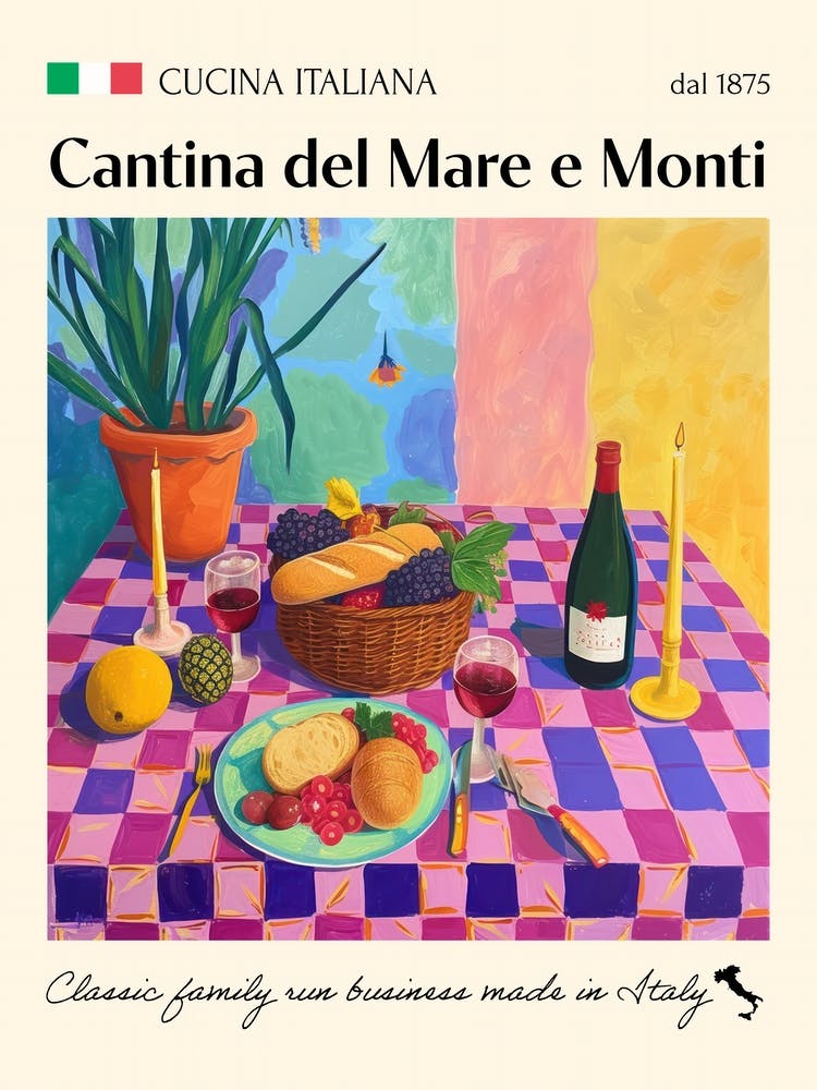 Cantina Del Mare E Monti Trattoria Italian Poster Food Kitchen