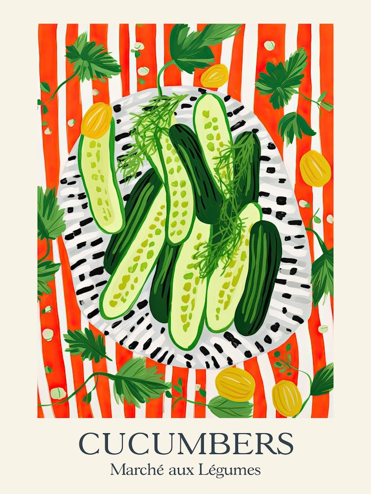 Marche Aux Legumes Cucumbers Summer Illustration 3