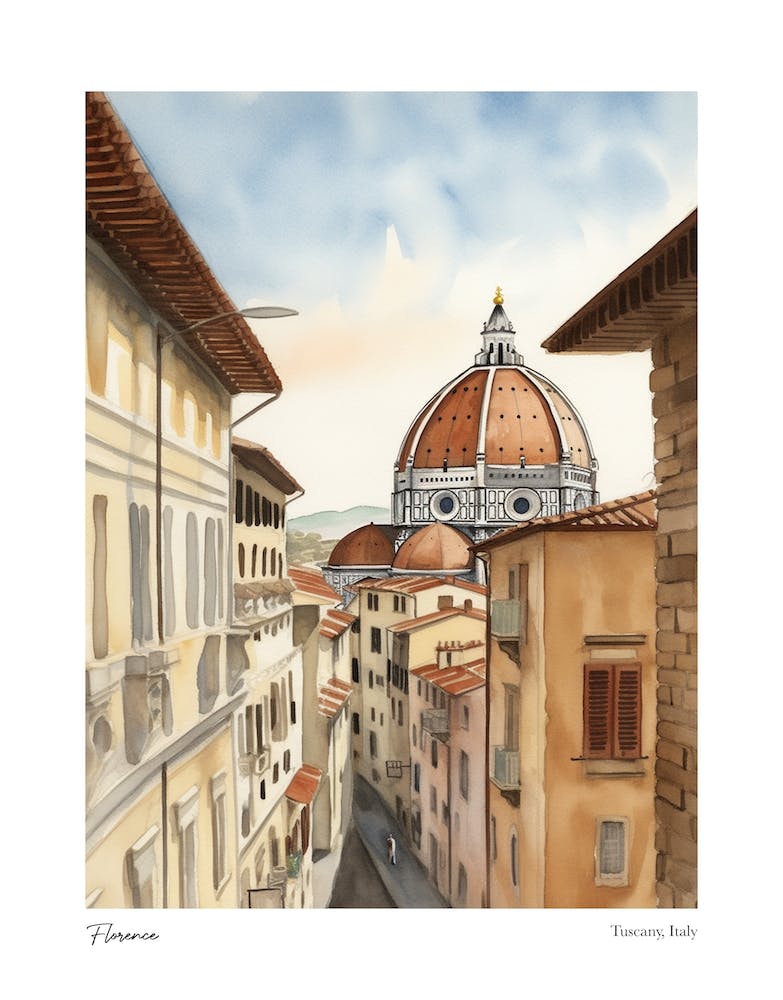 Florence, Tuscany, Italy 2 Watercolour Travel Poster