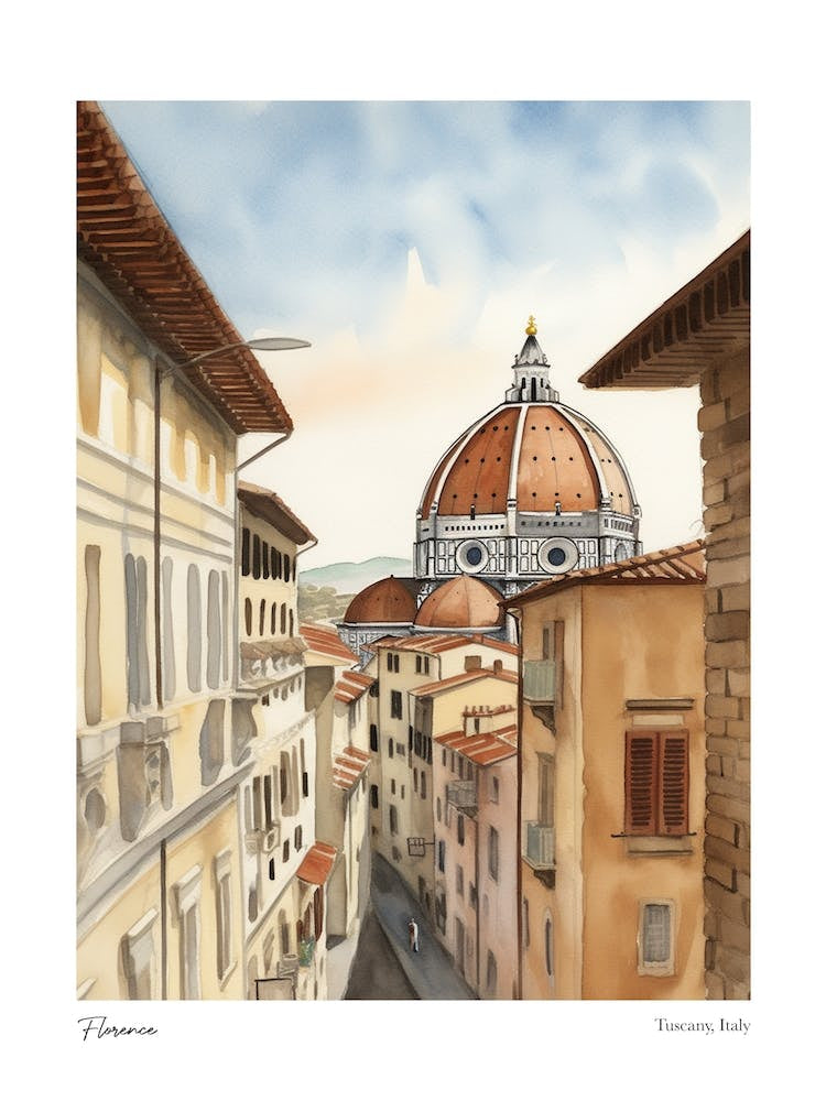 Florence, Tuscany, Italy 2 Watercolour Travel Poster