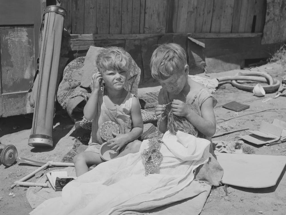 Children Of Mays Avenue Camp, Oklahoma City, Oklahoma, Their Father Is A Trasher And They Are Playing With