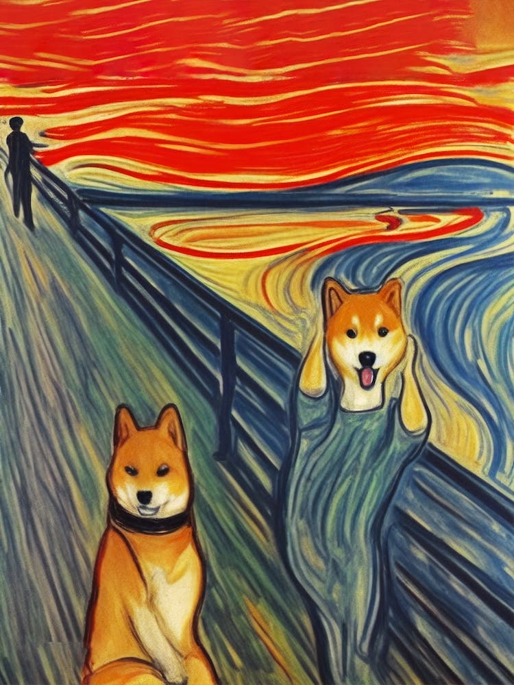 Shiba Onu The Scream In Edvard Munch Style