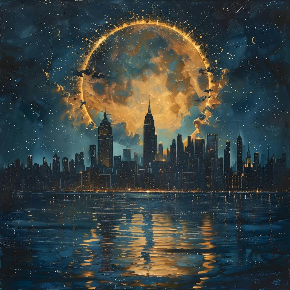 Full Moon Over New York City, Tiny Dots, Pointillism