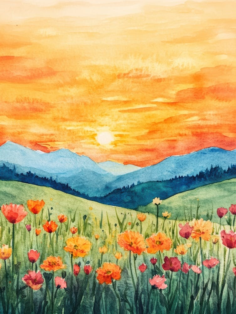 Watercolor Of Flowers