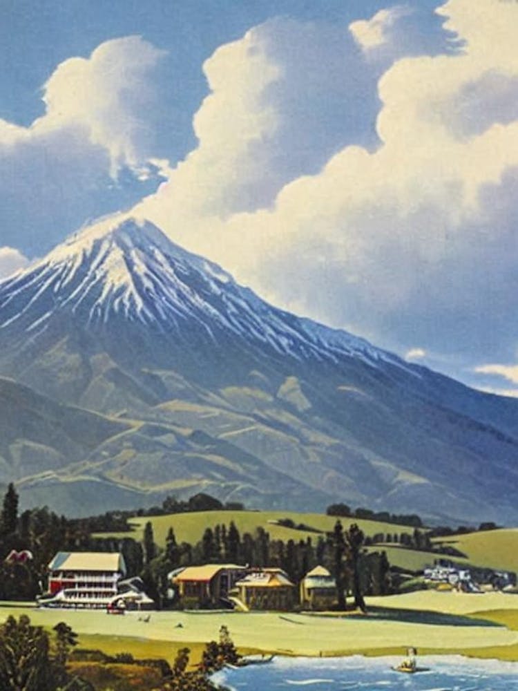 Mount Hutt, New Zealand Ski Resort Vintage Landscape 3 Skiing Poster
