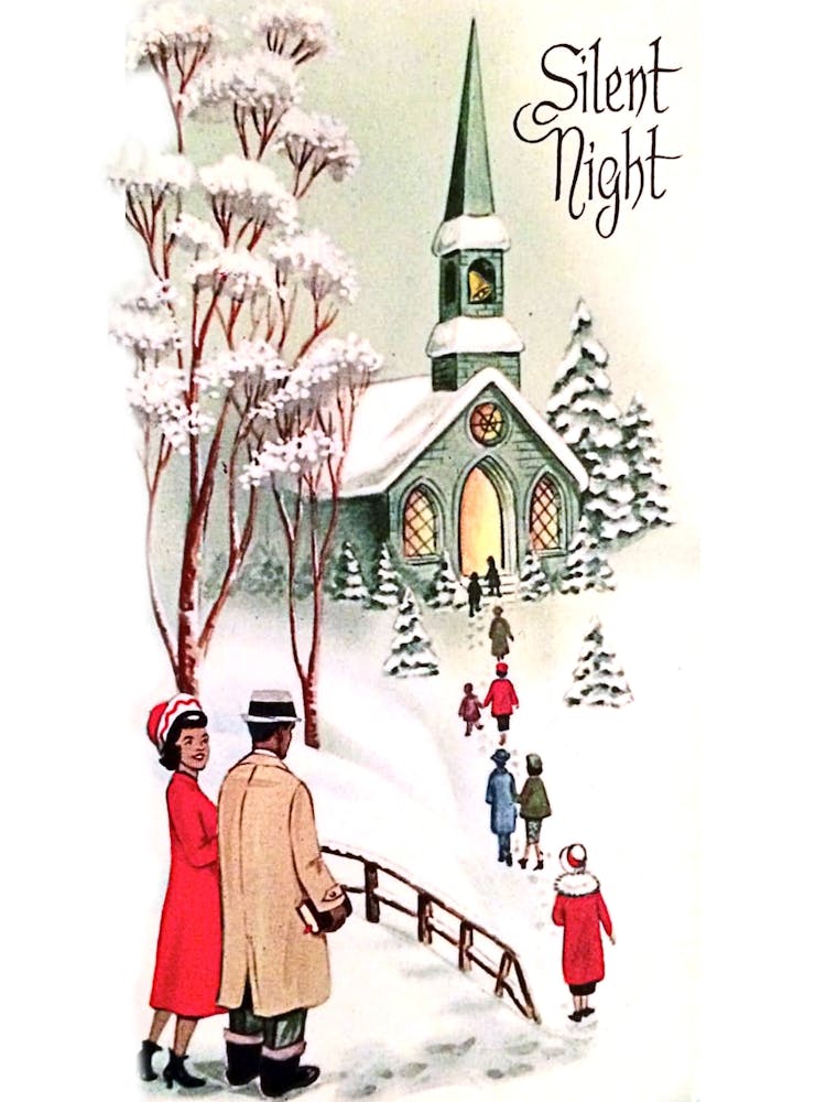 Going To The Church On A Christmas Silent Night